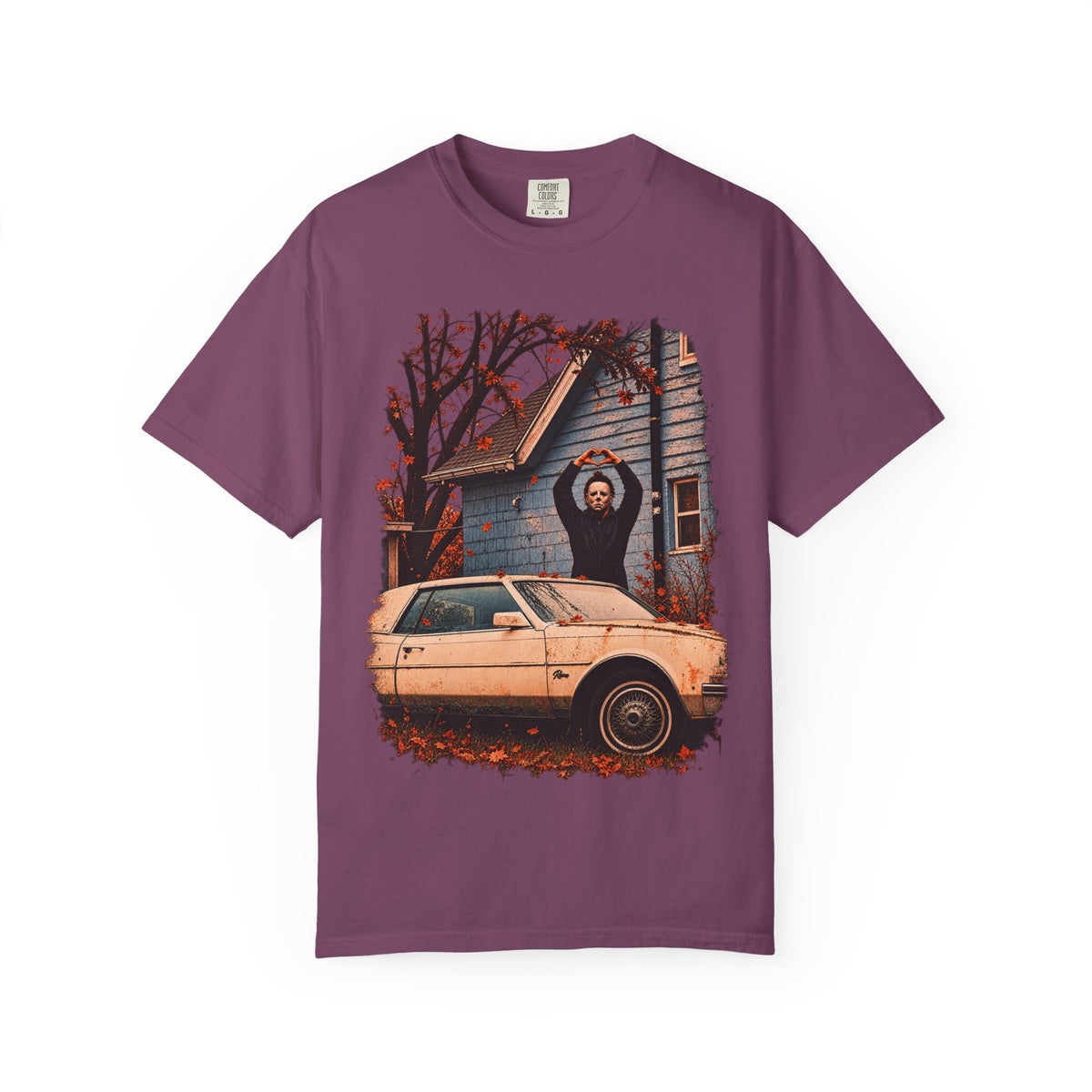 Retro Horror Movie Tee — Iconic Car & House Scene Graphic T-Shirt