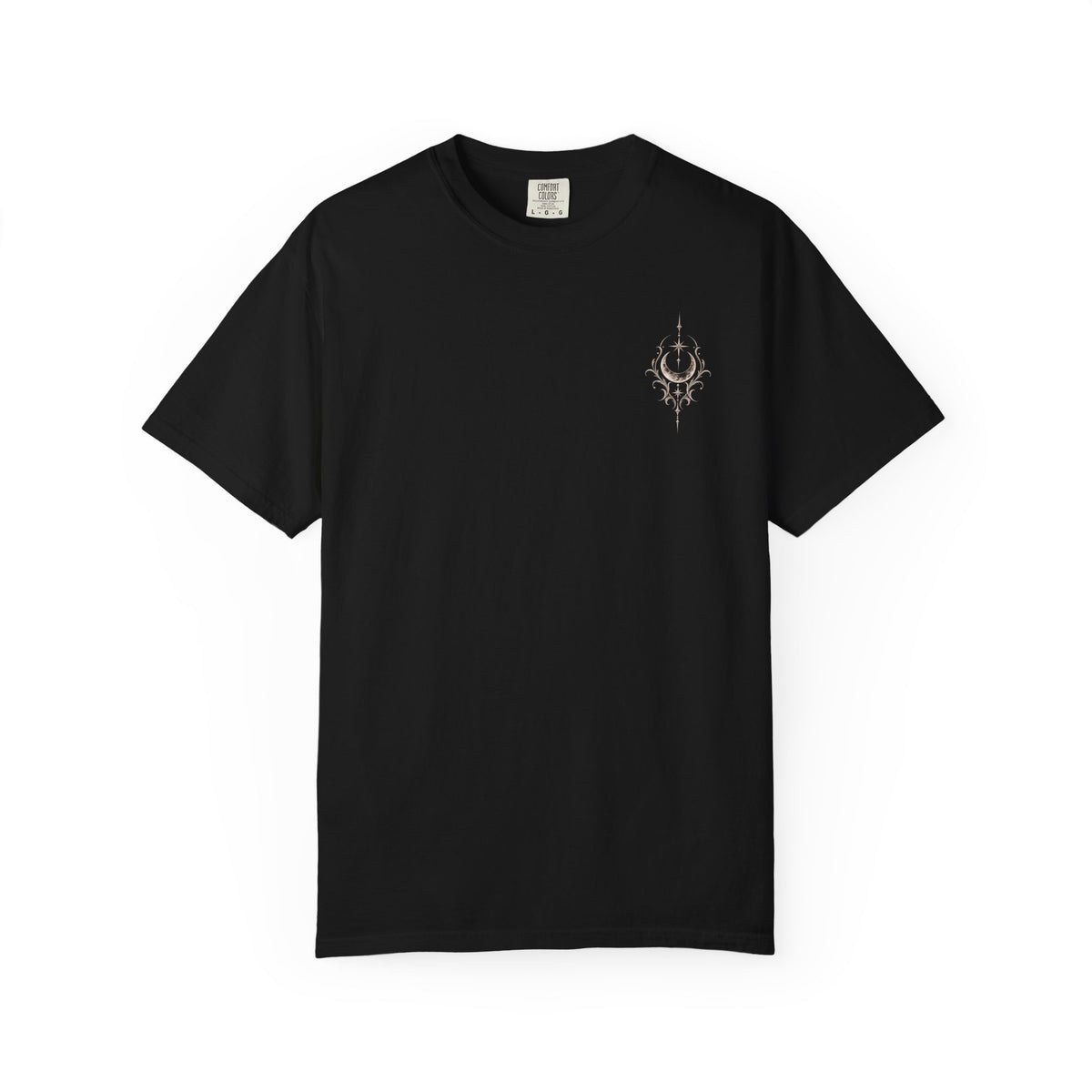 Moon Phase Ornamental T-Shirt — Crescent & Full Moon Gothic Graphic Tee