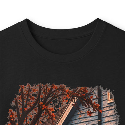 Long Sleeve Horror Movie Tee — Iconic Car & House Scene Graphic T-Shirt