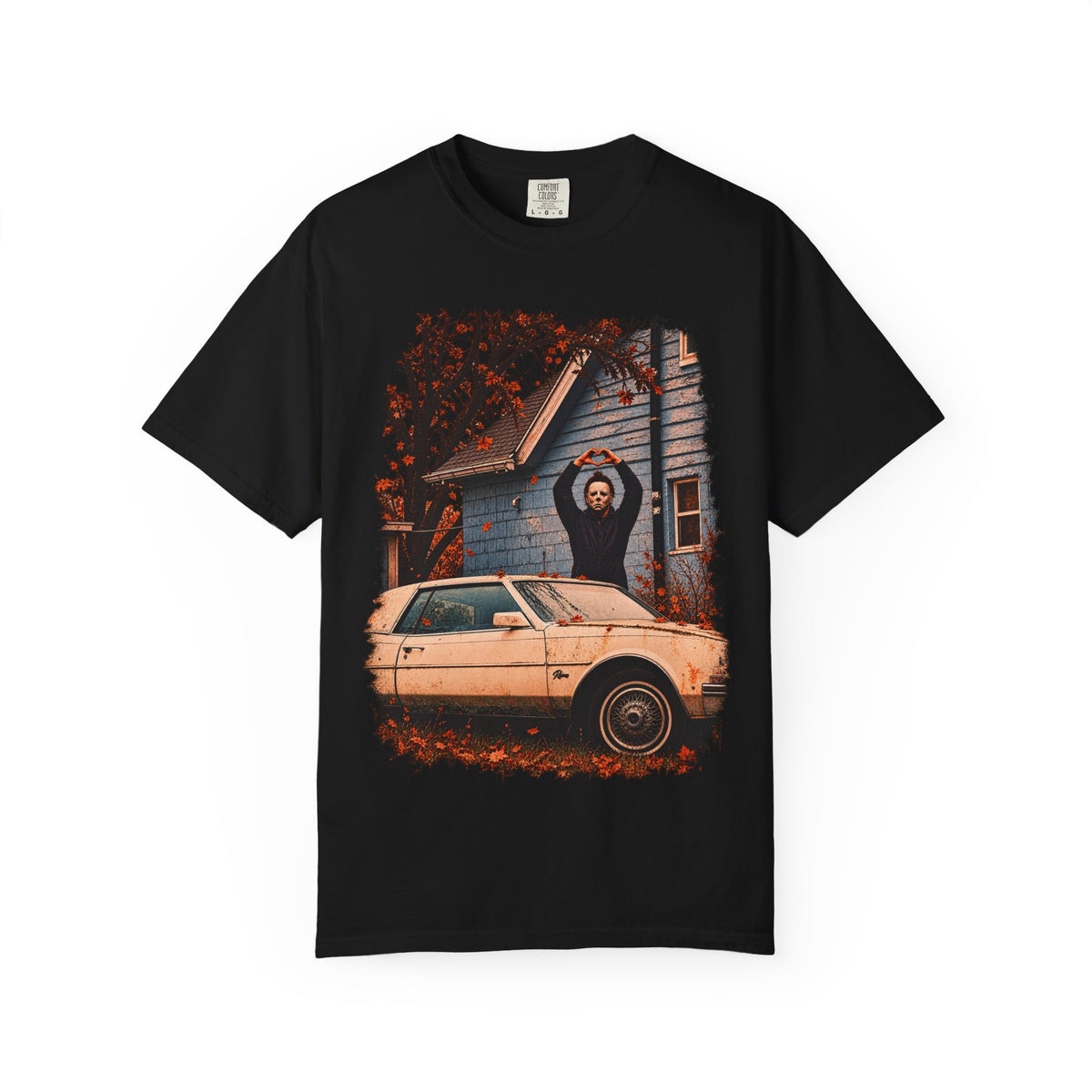 Retro Horror Movie Tee — Iconic Car & House Scene Graphic T-Shirt