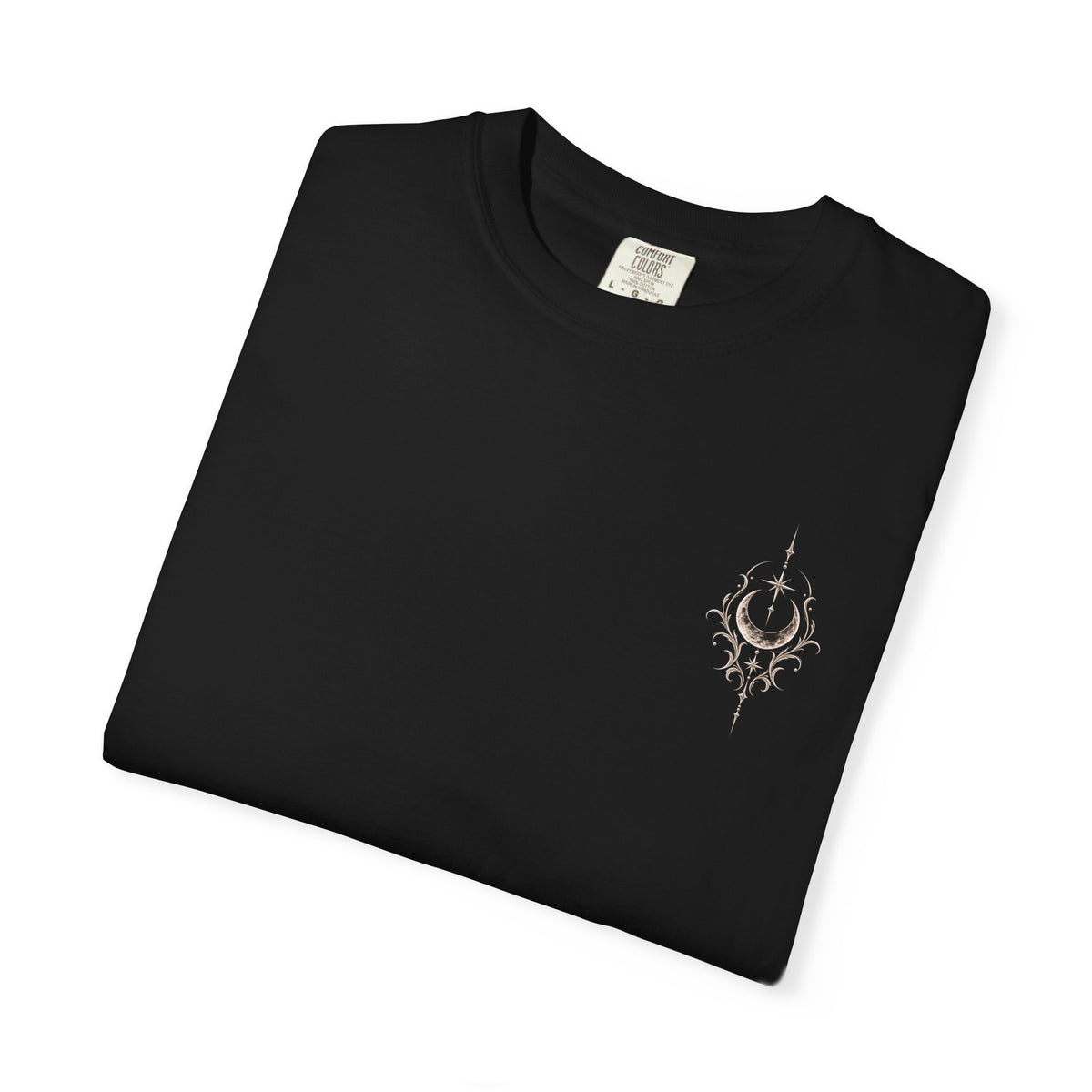 Moon Phase Ornamental T-Shirt — Crescent & Full Moon Gothic Graphic Tee