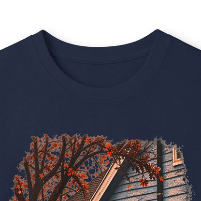 Long Sleeve Horror Movie Tee — Iconic Car & House Scene Graphic T-Shirt